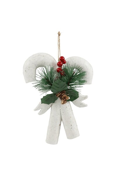 SHOPIENS Christmas decoration, candy cane model, white + red + green, 17.7 x 13.2 x 1.3 cm, SY23YKL-WYM-0004