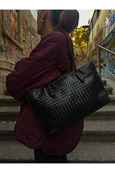 EVVA BAGS ÖRGÜ MODEL FERMUARLI İÇ ASTARLI OMUZ ÇANTASI