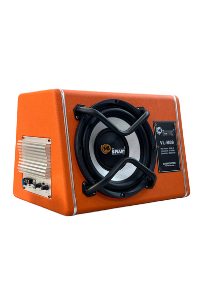 MR.SMART F.T.C Car Subwoofer Speaker VL-M09, 9-inch, 5700W Max Power, Silver And Orange, Built-in Amplifier