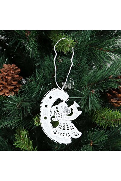 SHOPIENS Decorațiune de Crăciun, tip înger, alb, 8,5 x 11 cm, SYMZ-231906