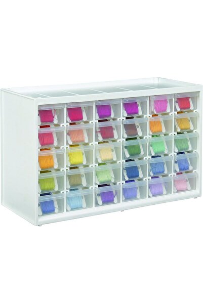 ArtBin Storage Drawer Cabinet, Wall-Mountable, 30 Drawers, Clear/White, 6830PC