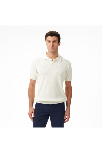 Nautica Erkek Krem Regular Fit Kısa Kollu Triko