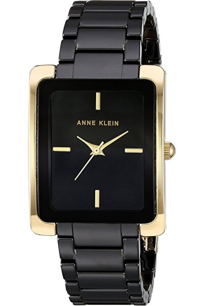 Anne Klein ساعة نسائية بسوار من السيراميك، مينا أسود، سوار أسود، أنالوج