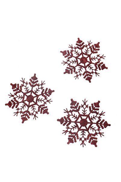 SHOPIENS Christmas decoration SYXHP-262134, snowflake, plastic, red, 16.5 x 16.5 cm, set of 3