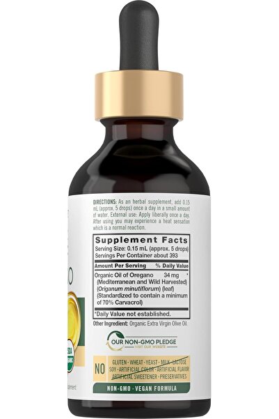 Carlyle Organic Oil of Oregano Liquid Drops, 2 fl oz - Vegan, Non-GMO, Gluten Free