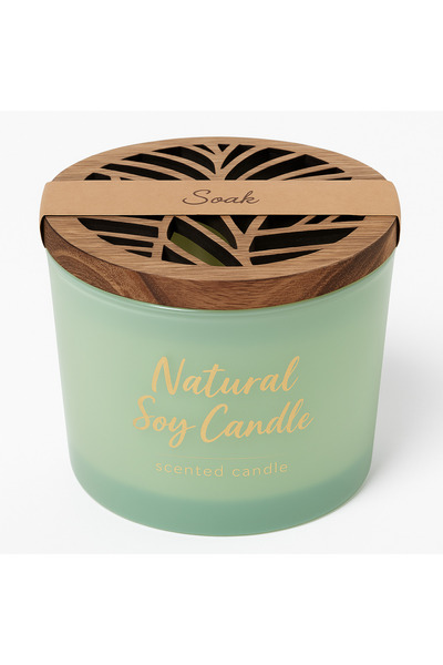 OEM Premium Scented Soy Wax Candles, Premium Container & Carved Wood Lid – Various Fragrances