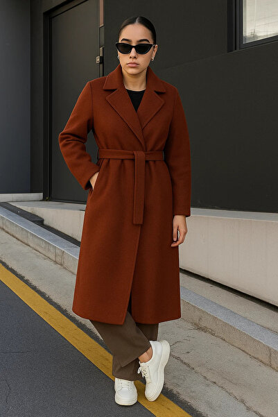 comstar Women's Double-Breasted Premium Basic Long Tile Cashmere Coat