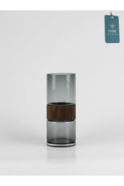 YNSK Luxury | Paulownia | Wooden Glass Decor Desktop Glass Vase - Small Size 25 cm
