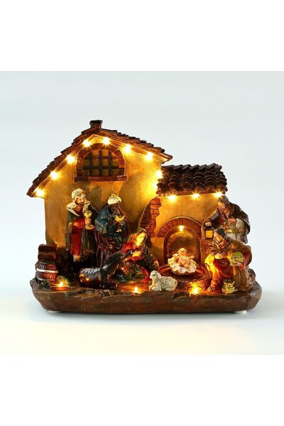 HOFF Коледна украса за къща, 16 светодиода, топла светлина, музикална, захран...