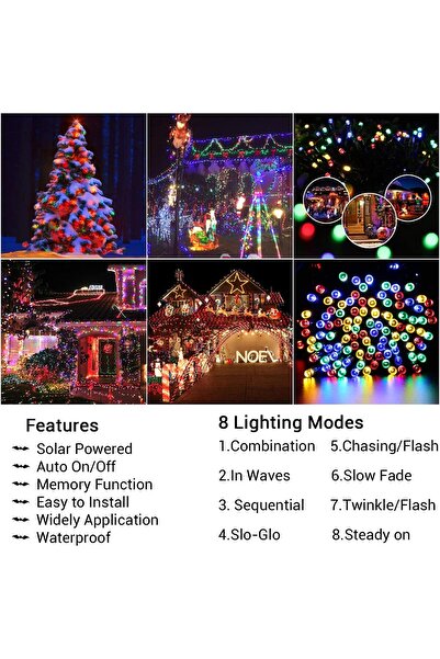 Generic 10m Solar String Lights with 100 Waterproof LED Bulbs for Garden (Set of 2)