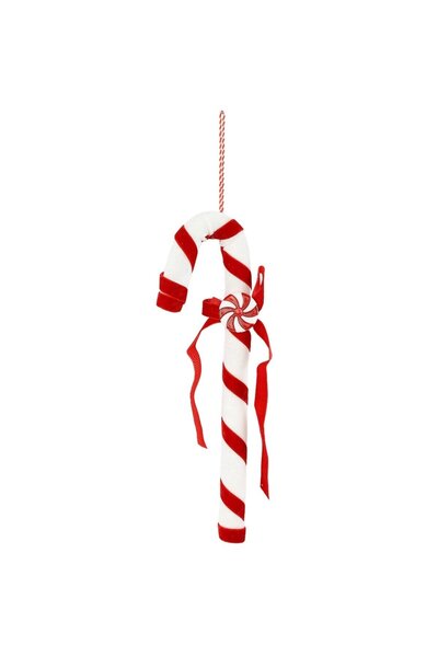 SHOPIENS Decorațiune de Crăciun, acadea, material textil, alb + roșu, 28 cm, ...