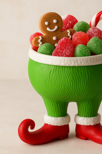 KesioLabs Grinch Temalı Dekoratif Şekerlik – Yeni Yıl Masa Süsü