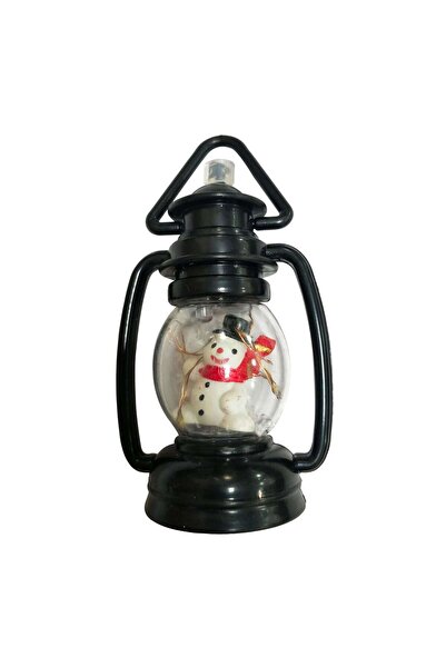 SHOPIENS Decorațiune de Crăciun (lampă) cu om de zăpadă, negru, 6 x 9,8 cm, S...