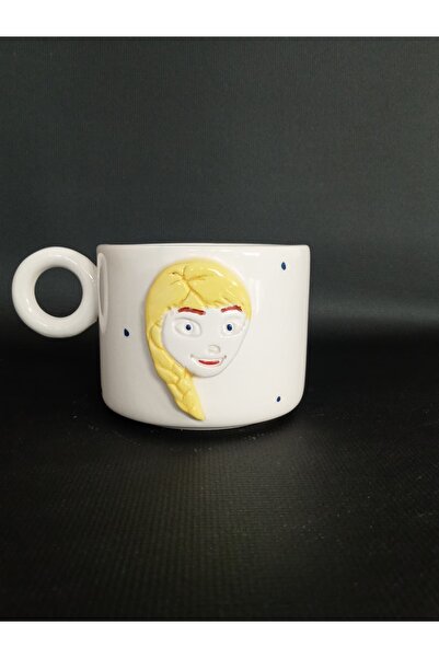 Zümrüdüanka Seramik Frozen Elsa Embossed Handmade Ceramic Mug