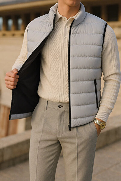 comstar Men's Winter Comfort Sleeveless Lined Grey Puffer Vest