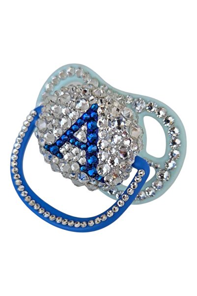 by Alexandra Vacarusi Pacifier decorated with Crystals, Personalized Pacifier, Blue Pacifier 0-6 months