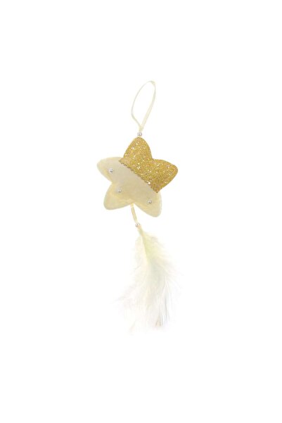 SHOPIENS Christmas decoration, star, white + gold, 23 cm, SYWWTSB-6621174