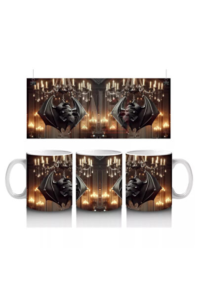 Wisdom Rain كوب مطبوع عليه سحابة وشموع للهالوين مزين بأضواء ذهبية