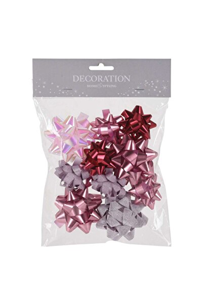 SHOPIENS Decorațiuni pentru împachetat cadouri de Crăciun, multicolore, set de 12 fundițe cu stele, ATC001430