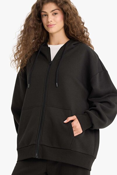 DeFacto Oversize Wide Fit Hooded Zippered Sweatshirt (25 Wn)