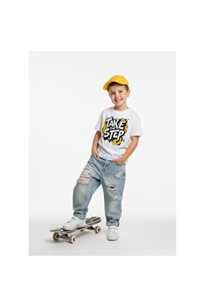 ROLY Tricou pentru copii 100% bumbac – imprimeu „Face pasul”, design graffiti...