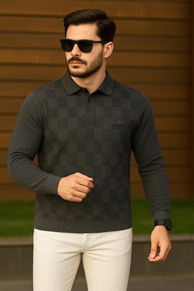 KEMAL EKİNCİ Polo Yakalı Cepli Kazak