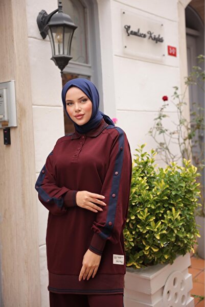 Wovi Moda Women's Hijab Tracksuit Set Double Suit Zippered Collar