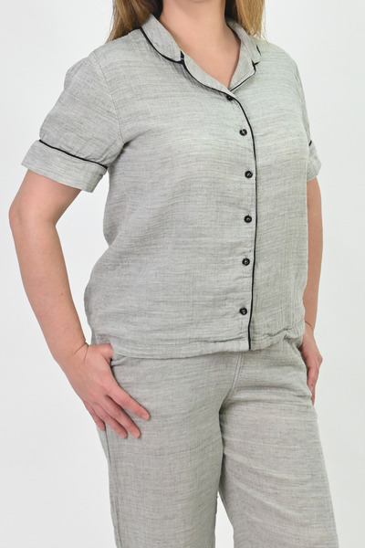 Schlange Women's Pajama Set Shirt Collar Relaxed Fit Sleepwear Set