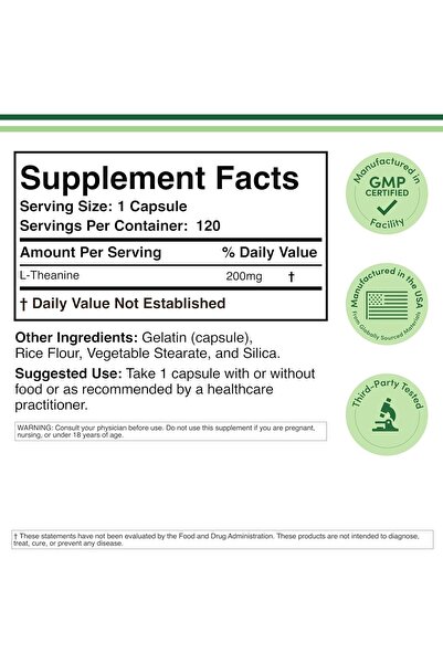 Double Wood Supplements L-Theanine 200 mg Double Strength - Supports Sleep Re...