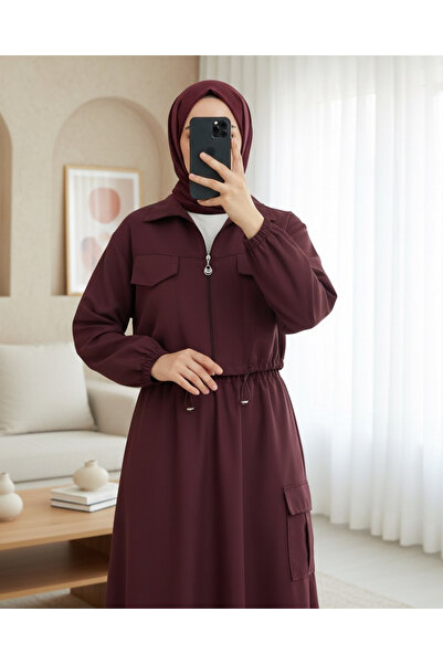 Modamorfo Bonding Suit with Elastic Waist Skirt - Burgundy