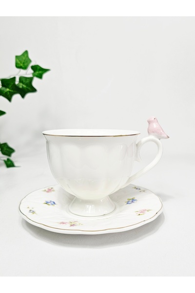 Casalina PinkBirds set with cup and saucer, ceramic, 200 ml