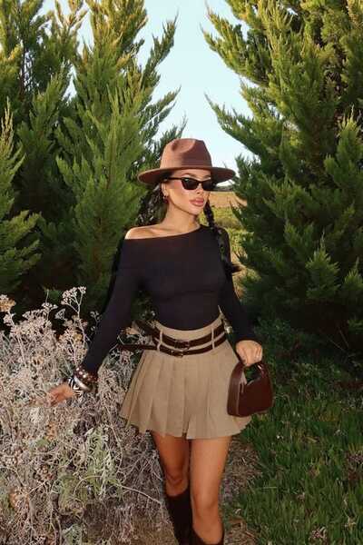 eyyo atelier Zarif Pileli Mini Etek