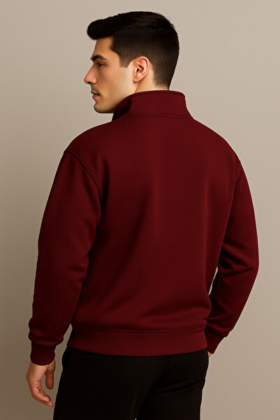 DEEPSENCE Men's Thick 3 Thread D Mock Neck Half Zipper Winter Sweatshirt with Fleece Inside