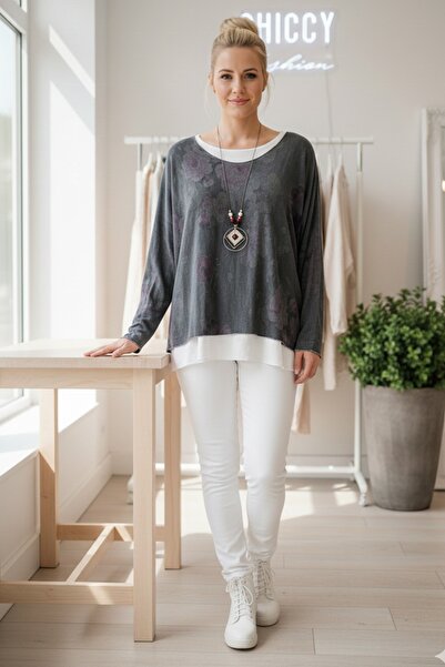 Chiccy Italian Khaki Pool Collar Long Sleeve Patterned Thin Two-Piece Set Inside Sleeveless Combed Knitwear Blouse 70 60