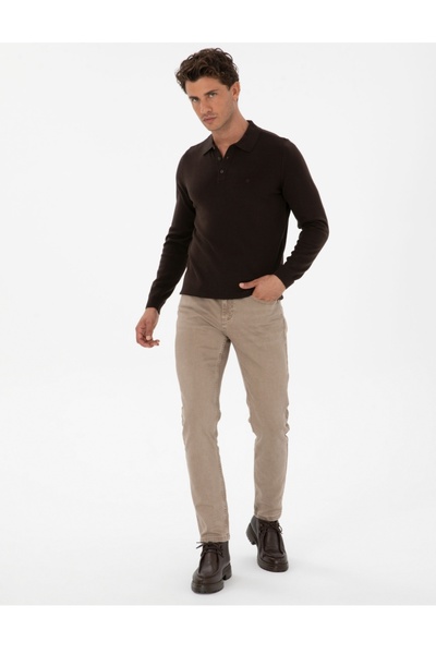 Pierre Cardin Polo Collar Slim Fit Basic Knit Sweater
