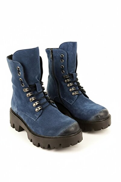 Freya Women's boots made of genuine suede leather - blue