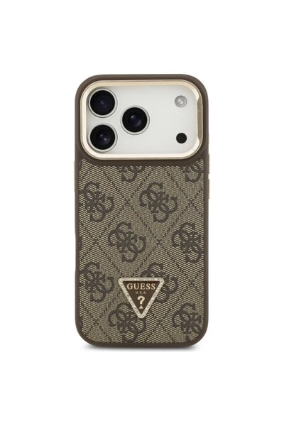 Guess Original case for iPhone 17 Pro Max Hardcase 4G Triangle Logo MagSafe with Camera Stand, brown