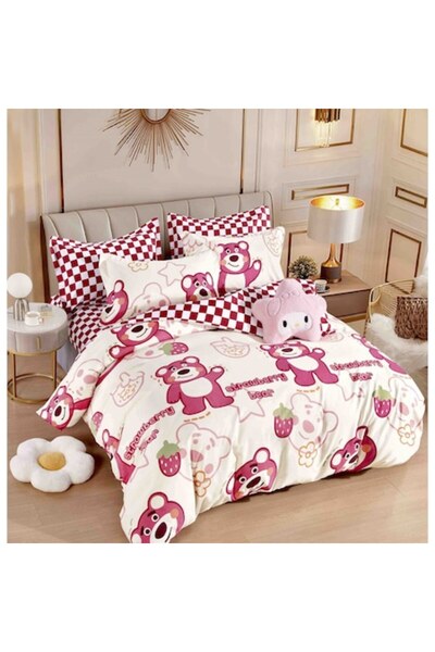 MHR Double Bed Linen Set, 6 Pieces, Finet Cotton, Multicolor (245x250cm sheet, 200x230cm duvet cover)