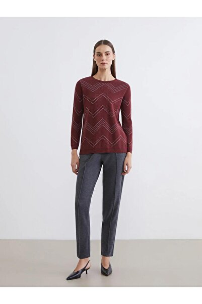 LC Waikiki Crew Neck Patterned Women's Knitwear Sweater (W5)