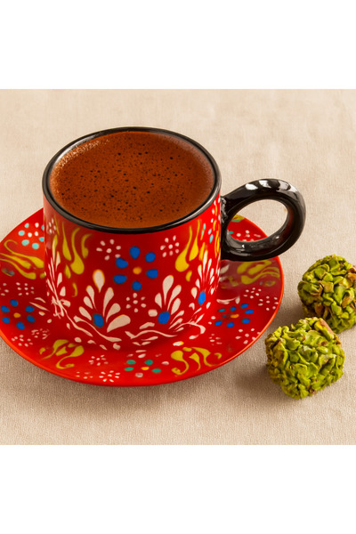 MUGUSA HEDİYELİK طقم فناجين قهوة مكون من قطعتين مصنوع يدويًا من السيراميك الص...