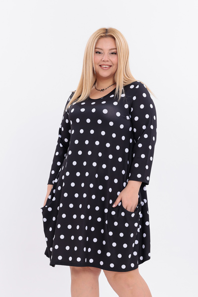 HELVEYS Polka Dot Stretch Fabric Sandy Fabric Pocket Modern Cut Above Knee Lo...