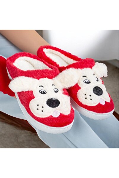 Lion Women's Plush House Slippers with Puppy Figure