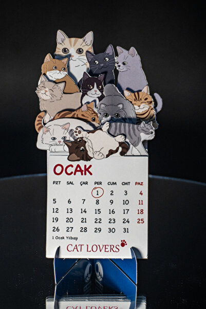 Basım Atölyesi 2026 Kedi Temalı Özel Tasarım Masa Takvimi