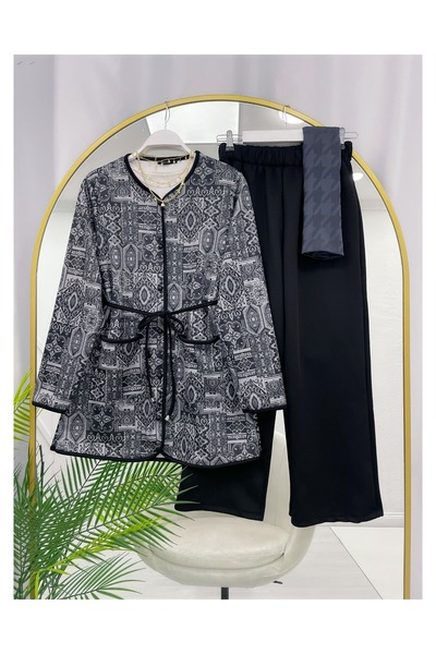 YEDİLALE Ethnic Pattern Jacket Pants Dual Set [Includes Tunic, Belt and Pants]