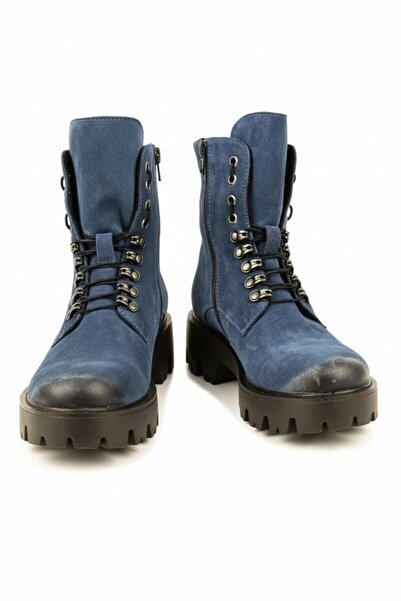 Freya Women's boots made of genuine suede leather - blue