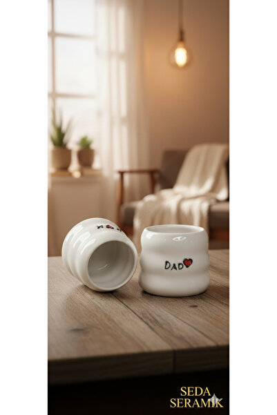 seda seramik Handmade Espresso 2-Person Mom & Dad Double Coffee Cups 200 Ml.