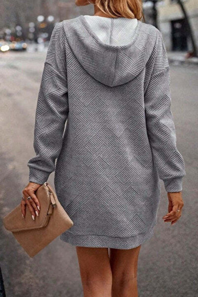 StreetWear Outlet Women's Hoodie Dress with Drawstring and Dropped Shoulders