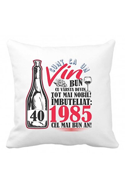 CRD PRINT Personalized pillow 'I'm like a fine wine 40 years', 40x40 cm, polyester, white (CRD PRINT)