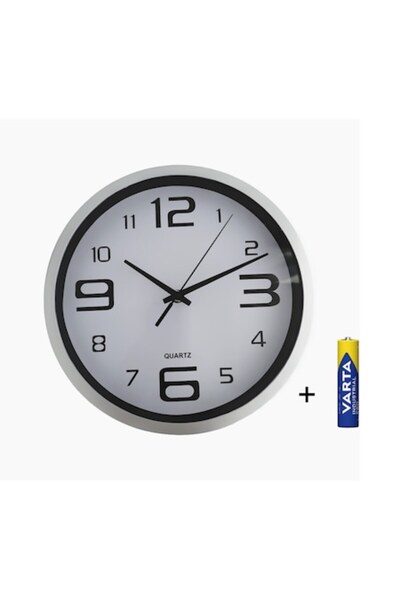 HYVESTO Decorative wall clock HYVESTO®, with QUARTZ, round, white background – 25 cm diameter