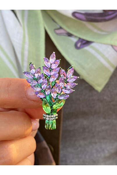 kurukafagift Broş Lavanta Mor Zirkon Taşlı